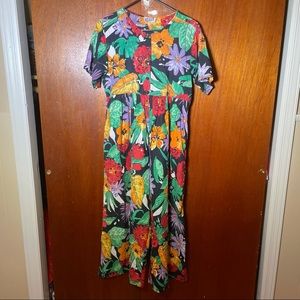 Vintage Black Floral Jumpsuit